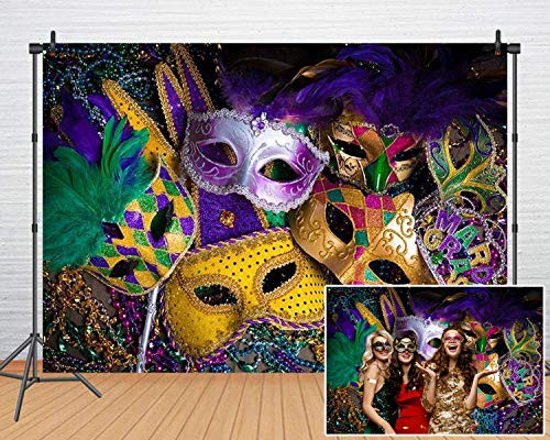 Mardi Gras Theme Photography Backdrop Masquerade Backgrounds Birthday Dancing Party Photo Booth for Wedding Bachelorette Party Decorations Banner 61