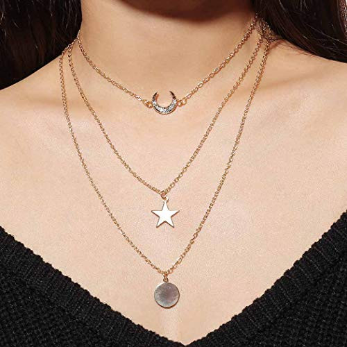 Simsly Boho Coin Layered Choker Necklace Gold Star Pendant Necklaces Chain Moon Jewelry for women and Girls Simsly Boho Coin Layered Choker Necklace Gold Star Pendant Necklaces Chain Moon Jewelry for women and Girls