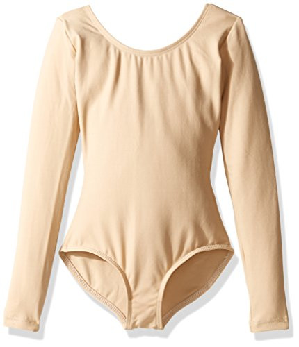 Capezio Girls' Little Team Basic Long Sleeve Leotard, Nude, Intermediate
