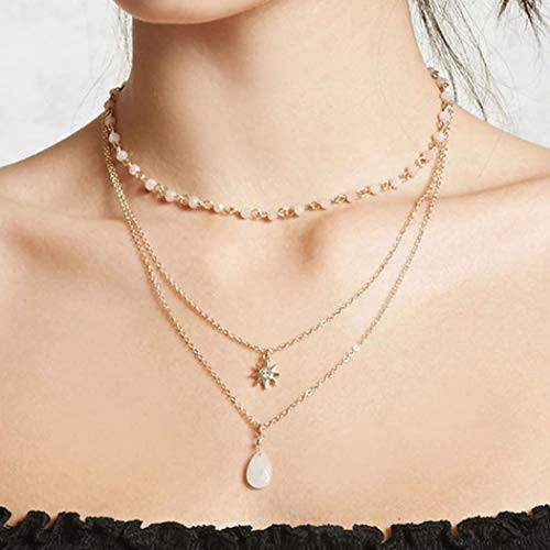 Zehory Boho Star Layered Choker Necklace Crystal Pendant Necklaces Fashion Beach Chain Jewelry for Women and Girls (Silver) Zehory Boho Star Layered Choker Necklace Crystal Pendant Necklaces Fashion Beach Chain Jewelry for Women and Girls (Silver)