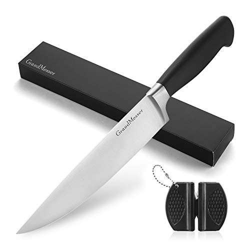 GrandMesser Chef Knife 8 inch, High Carbon Stainless Steel Cooking Knife with Ergonomic Non-Slip Handle, Kitchen Knives with Luxurious Gift Box.