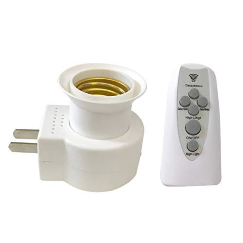 OSALADI E27 Socket Adapter with Remote Control Converts Outlet to Lamp Socket Wall LED Lamp Holder for Bedroom Office (US Plug)