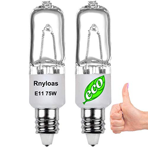E11 Light Bulb, 2PCS E11 Halogen Bulb 75W 120V Mini Candelabra Bulb, E11 Bulb Dimmable, High Brightness 1150LM JDE11 120V 75W T4 E11 Xenon Bulb, Warm White, T4 Mini Can JD E11 Tungsten Halogen 75W