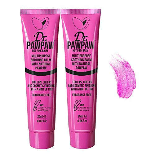 Dr. PAWPAW Multi-Purpose Balm   No Fragrance Balm, For Lips, Skin, Hair, Cuticles, Nails, and Beauty Finishing   25 ml (Hot Pink, 2 Pack)