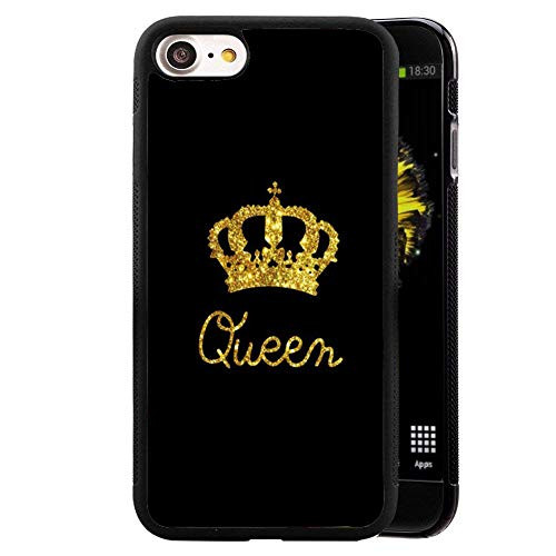 for iPhone 7/ iPhone 8 X Case King Queen Best Friend Lovers Couple Slim Fit Black Cell Phone Accessories Queen & King Design Soft TPU Protective iPhone 7/8plus Cases (Queen for iPhone7/iPhone8)