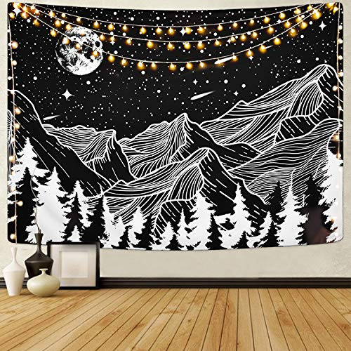 Mountain Tapestry Moon and Stars Tapestries Starry Night Sky Tapestry Black and White Tapestry Forest Tree Tapestry for Room (59.1 x 82.7 inches) Mountain Tapestry Moon and Stars Tapestries Starry Night Sky Tapestry Black and White Tapestry Forest Tree Tapestry for Room (59.1 x 82.7 inches)