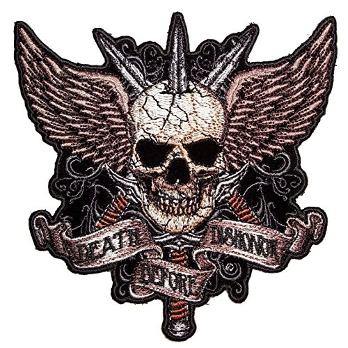 Leather Supreme Death Before Dishonor Skull Swords Embroidered Biker Patch-Brown-Medium