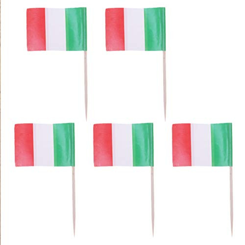 BESPORTBLE 100pcs Mini Italy Flag Cupcake Toppers Wood Toothpicks Cake Toppers Cocktail Picks for World Country Sports Italy Party Supplies