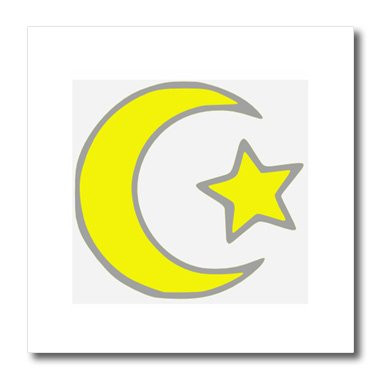 3dRose ht_61823_1 Islamic Star and Crescent Iron on Heat Transfer for White Material, 8 by 8-Inch