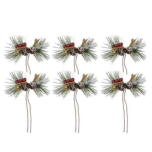 Asodomo 12 Pack Artificial Pine Picks with Rope, Pine Needles Stems Picks Flower Branch Decor, Christmas Pine Needles Small Fake Berries Pinecones for Flower Arrangements and Holiday Decorations Asodomo 12 Pack Artificial Pine Picks with Rope, Pine Needles Stems Picks Flower Branch Decor, Christmas Pine Needles Small Fake Berries Pinecones for Flower Arrangements and Holiday Decorations