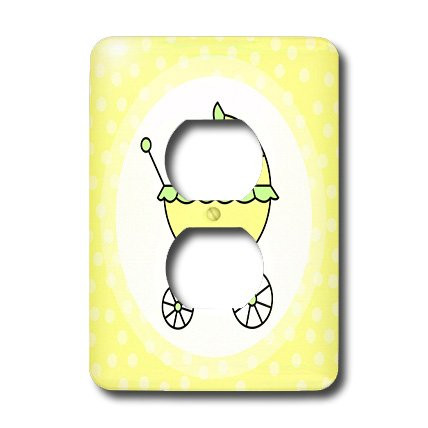 3dRose lsp_6139_6 Yellow and Green Baby Carriage Design 2 Plug Outlet Cover Multicolor
