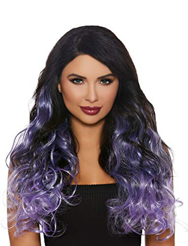 Dreamgirl Women's Long Curly Ombré Three-Piece Hair Extensions, Gun Metal/Lavender, One Size
