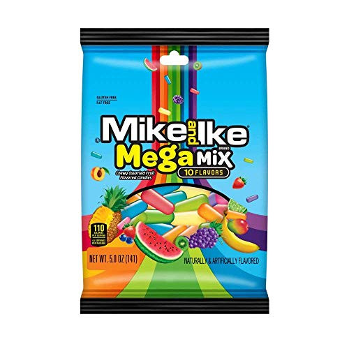 Mike  and  Ike MegaMix 10 Flavors (Chewy Assorted Fruit Flavored Candies) 5 Ounce Bag (Pack of 2 - 5 Ounce)