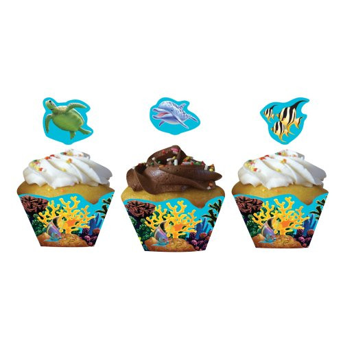 Creative Converting Ocean Party 12 Count Cupcake Wrappers with Picks