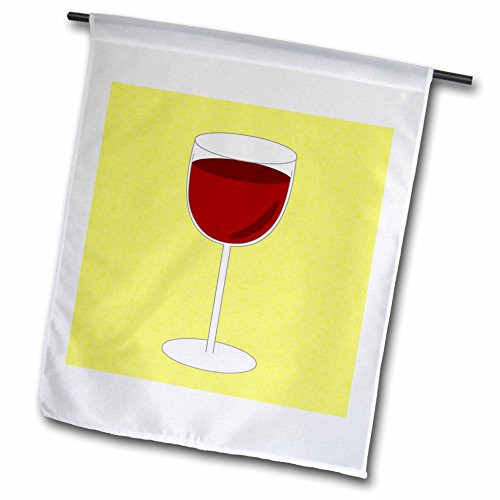 3dRose fl_57119_1 Wine Lover Gift Red Wine on Yellow Garden Flag, 12 by 18-Inch