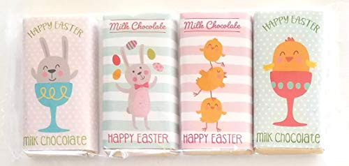 Happy Easter (1 Pack) Bunny  and  Chick Chocolate Bars Easter Candy - Net Wt. 2.1 oz / 60 g Per Bar (4 Bars Per Pack)