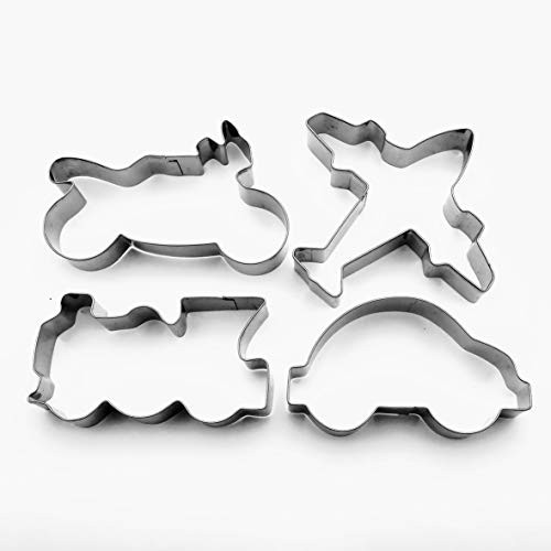 Lawman Vehicles Cookie cutter Train Car Motorbite Plane Fondant Biscuit Baking mold Set 4 pcs