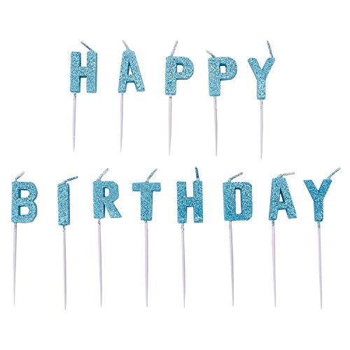 amscan 9902309 Glittery Blue Happy Birthday Pick Candles(13-Piece) -1 Pack