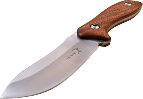 Elk Ridge - Outdoors Fixed Blade Knife - 9-in Overall, 4-in Stainless Steel Blade, Full Tang Construction, Rose Wood Handle, Leather Sheath - Hunting, Camping, Survival - ER-200-03D