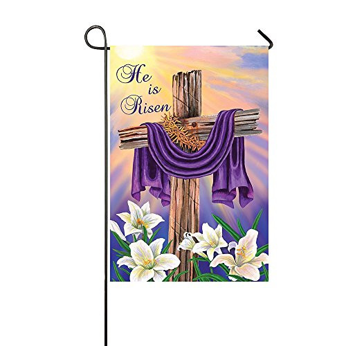 Lily's Rossne Home Outdoor Garden Flags Easter Cross He is Risen House Flag Decoration Double Sided Flag 12.5" x 18" Lily's Rossne Home Outdoor Garden Flags Easter Cross He is Risen House Flag Decoration Double Sided Flag 12.5" x 18"