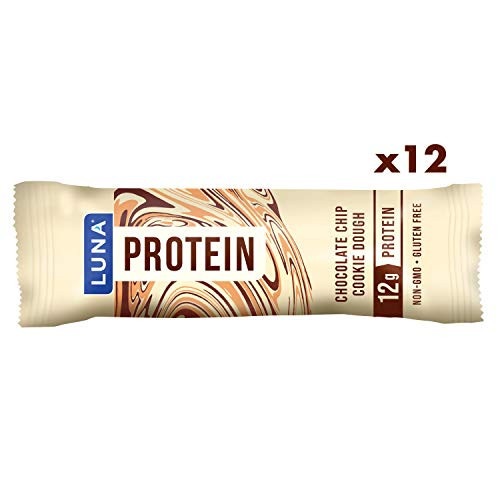 LUNA PROTEIN - Gluten Free Protein Bars - Chocolate Chip Cookie Dough - 8g of protein - Non-GMO - Plant-Based Wholesome Snacking - On the Go Snacks (1.59 Ounce Snack Bars, 12 Count)