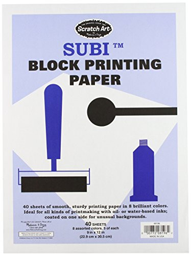 Melissa & Doug Scratch Art Subi Block Printing Paper (9 x 12 inches), White - 40 Sheets