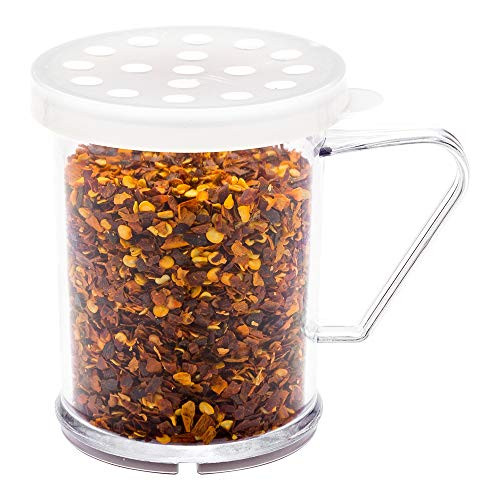 10 oz Clear Plastic Dredge Spice Shaker - Restaurant Style - Polycarbonate - White Extra Coarse Lid - Seasoning, Sugar, Spice Shaker - 1ct Box - RW Base - Restaurantware