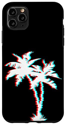 iPhone 11 Pro Max Palm Tree With Glitch effect Aesthetic Vaporwave Design Case