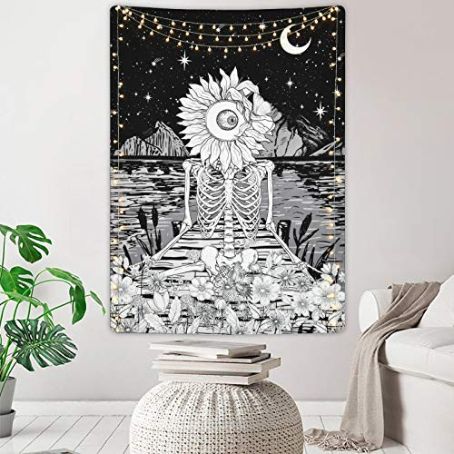 Uspring Skull Sunflower Tapestry Mountain Moon Tapestry Flowers Stars Tapestry Black and White Tapestry Skeleton Art Wall Tapestry for Room(59.1 x 82.7 inches) Uspring Skull Sunflower Tapestry Mountain Moon Tapestry Flowers Stars Tapestry Black and White Tapestry Skeleton Art Wall Tapestry for Room(59.1 x 82.7 inches)