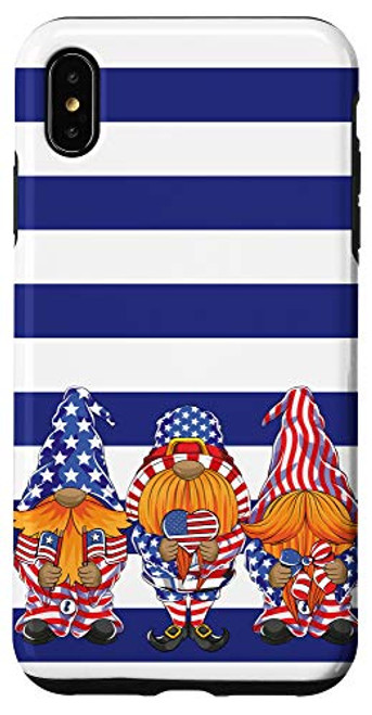 iPhone XS Max Three Patriotic Gnomes 4th of July American Flag Stars USA Case