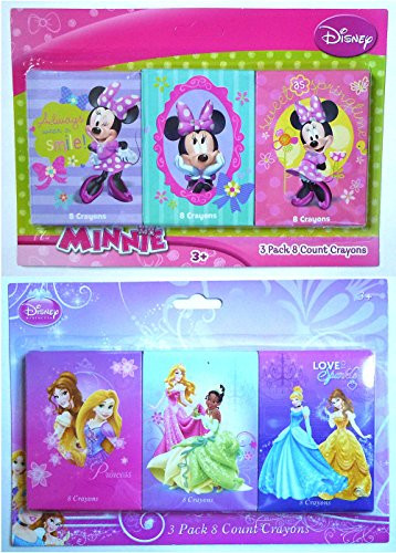 Minnie Mouse and Disney Princess Crayons - 6 Packs of 8 Crayons (Minnie Mouse-Princess)