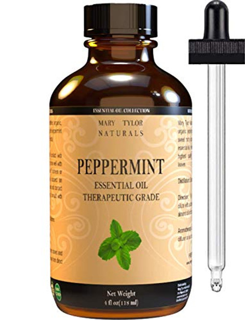 Organic Peppermint Essential Oil (4 oz), USDA Certified by Mary Tylor Naturals, Mentha Piperita for Stress Relief, Relaxation, Aromatherapy, Diffuser