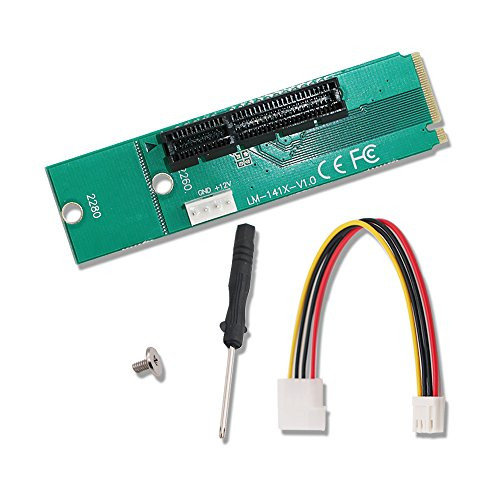 Leboo M.2 Key-M NGFF to PCI-E 4X Adapter Converter Card,PCI Riser Slot Adapter 4Pin Power Cable