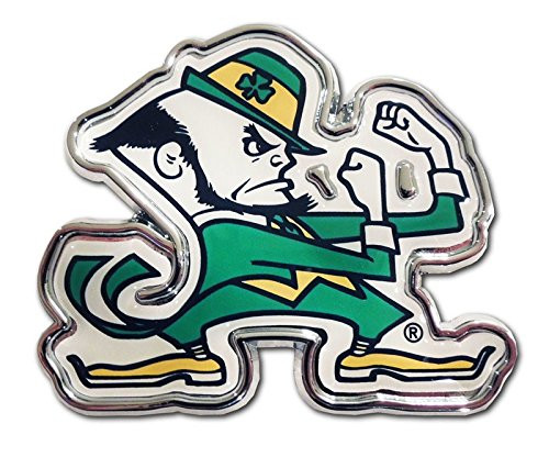 The University of Notre Dame Metal Auto Emblem (Leprechaun - Colors)