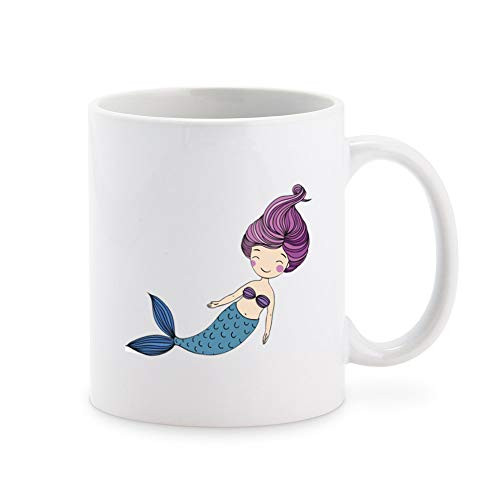 Cute Pretty Pen Art Kids Mermaid Cartoon - Happy Bun Coffee Mug Tea Cup Novelty Gift Mugs 11 oz Cute Pretty Pen Art Kids Mermaid Cartoon - Happy Bun Coffee Mug Tea Cup Novelty Gift Mugs 11 oz
