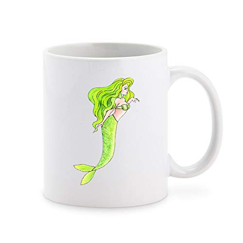 Pretty Sexy Pen Art Watercolor Mermaid Cartoon - Neon Green Coffee Mug Tea Cup Novelty Gift Mugs 11 oz Pretty Sexy Pen Art Watercolor Mermaid Cartoon - Neon Green Coffee Mug Tea Cup Novelty Gift Mugs 11 oz