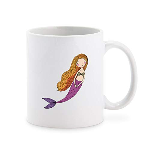 Cute Pretty Pen Art Kids Mermaid Cartoon - Simple Red Head Coffee Mug Tea Cup Novelty Gift Mugs 11 oz Cute Pretty Pen Art Kids Mermaid Cartoon - Simple Red Head Coffee Mug Tea Cup Novelty Gift Mugs 11 oz