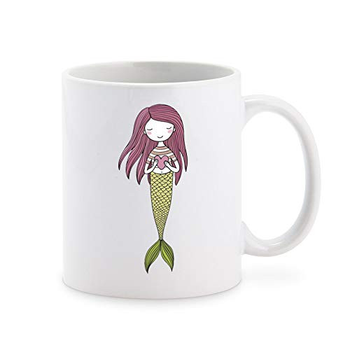Cute Pretty Pen Art Kids Mermaid Cartoon - Pink Valentine Heart Coffee Mug Tea Cup Novelty Gift Mugs 11 oz Cute Pretty Pen Art Kids Mermaid Cartoon - Pink Valentine Heart Coffee Mug Tea Cup Novelty Gift Mugs 11 oz