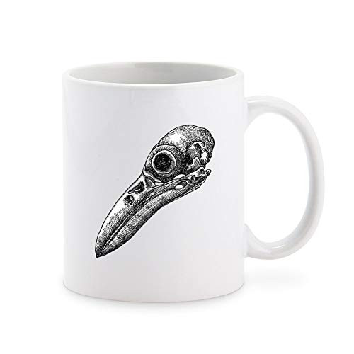 Cool Pen Sketch Bird Skull Cartoon Coffee Mug Tea Cup Novelty Gift Mugs 11 oz