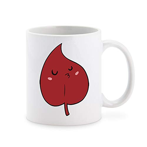 Cute Kawaii Pen Art Leaf Cartoon Emoji - Red Coffee Mug Tea Cup Novelty Gift Mugs 11 oz Cute Kawaii Pen Art Leaf Cartoon Emoji - Red Coffee Mug Tea Cup Novelty Gift Mugs 11 oz