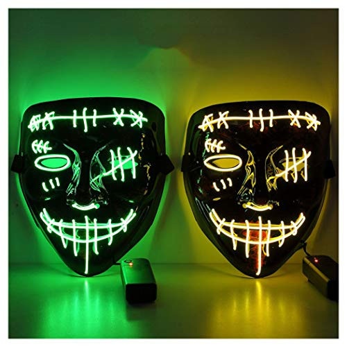 Halloween Scary Mask LED Mask LED Purge Mask  2PACK  LED Light Up Mask EL Wire Light Up for Festival Cosplay Halloween Costume Halloween Festival Party.