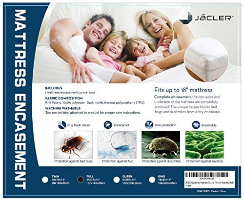 Twin Size Zippered Mattress Encasement Waterproof Mattress Protector Protects Against Dust Mites, Bed Bugs, Fluids Fits Up to 16 Inch Mattress (Twin) Twin Size Zippered Mattress Encasement Waterproof Mattress Protector Protects Against Dust Mites, Bed Bugs, Fluids Fits Up to 16 Inch Mattress (Twin)