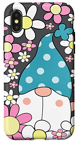 iPhone X/XS Cute Garden Gnome And Daisy Flowers - Spring Time Pattern Case