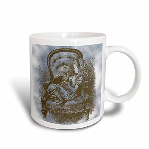 3dRose mug_110210_1 Alice in Chair with Cat Alice in Wonderland Vintage Ceramic Mug, 11-Ounce