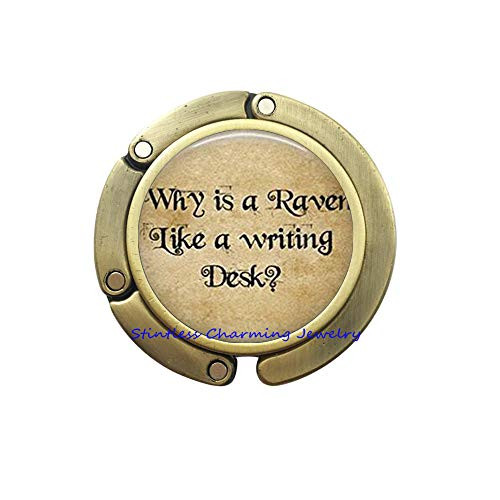 Why is a Raven Like a Writing Desk Bag Hook?Wonderland Jewelry,Fairytale Purse Hook?Book Quote Purse Hook?Quote Jewelry Purse Hook?Quote Purse Hook-JP279 (C2) Why is a Raven Like a Writing Desk Bag Hook?Wonderland Jewelry,Fairytale Purse Hook?Book Quote Purse Hook?Quote Jewelry Purse Hook?Quote Purse Hook-JP279 (C2)