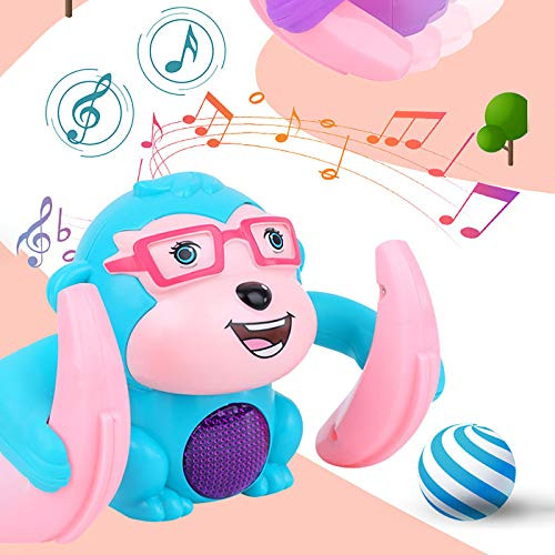 OLOPE Cute Electric Monkey Doll,Flipping Dancing Toy Rolling Monkey Cute Musical Tumbling Toy,Sound Control Music LED Interactive Kids Toys,Educational Toy Gifts (Blue)
