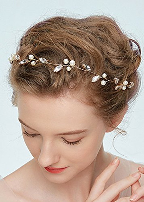 Kercisbeauty Handmade Pearl and Crystal Wedding Boho Headband Headpiece for Bride Bridesmaid Bridal Shower Hairdress (Silver) Kercisbeauty Handmade Pearl and Crystal Wedding Boho Headband Headpiece for Bride Bridesmaid Bridal Shower Hairdress (Silver)