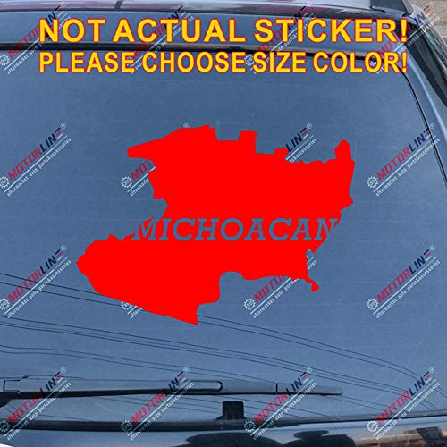 3S MOTORLINE Michoacan Map Decal Sticker Car Vinyl Outline Mich Mexico State Morelia Mexican Pick Size Color (red, 12'' (30.5cm))