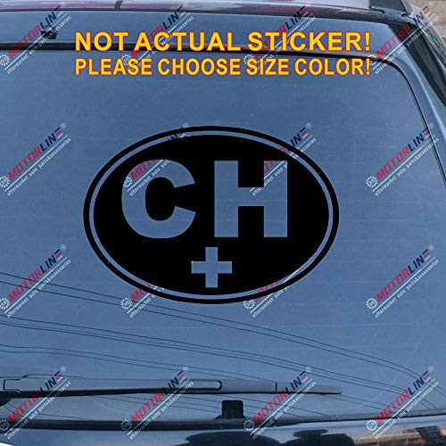 3S MOTORLINE Swiss Switzerland CH Oval Country Code Decal Sticker Car Vinyl Pick Size Color die Cut no bkgrd (Black, 12'' (30.5cm)) 3S MOTORLINE Swiss Switzerland CH Oval Country Code Decal Sticker Car Vinyl Pick Size Color die Cut no bkgrd (Black, 12'' (30.5cm))