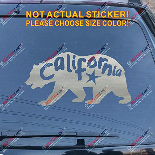 3S MOTORLINE California Bear Star Decal Sticker Cali State Car Vinyl Pick Size Color die Cut (Silver, 16'' (40.6cm))